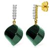 Genuine 30.65 ctw Green Sapphire Corundum & Diamond Earrings Jewelry 14KT Yellow Gold - REF-59V9W
