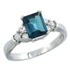 Natural 1.48 ctw london-blue-topaz & Diamond Engagement Ring 14K White Gold - REF-52K7R