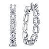0.50 CTW Diamond Woven Hoop Earrings 10KT White Gold - REF-52Y4X