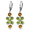 Genuine 5.32 ctw Peridot & Citrine Earrings Jewelry 14KT White Gold - REF-50Y3F