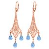 Genuine 4.8 ctw Blue Topaz Earrings Jewelry 14KT Rose Gold - REF-56Z9N