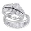 Image 1 : 0.50 CTW Diamond Cluster His & Hers Matching Trio Ring 10KT White Gold - REF-64M4H