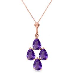 Genuine 1.50 ctw Amethyst Necklace Jewelry 14KT Rose Gold - REF-20V4W