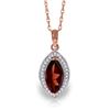 Genuine 2.15 ctw Garnet & Diamond Necklace Jewelry 14KT Rose Gold - REF-62Y3F
