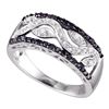 0.40 CTW Black Color Diamond Floral Ring 10KT White Gold - REF-34K4W