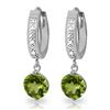 Genuine 2.63 ctw Peridot & Diamond Earrings Jewelry 14KT White Gold - REF-56T2A
