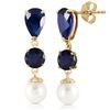 Genuine 10.10 ctw Sapphire & Pearl Earrings Jewelry 14KT Yellow Gold - REF-58F7Z