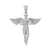 1 CTW Mens Diamond Angel Wings Charm Pendant 10KT White Gold - REF-56W2K