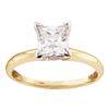 0.16 CTW Princess Diamond Solitaire Bridal Engagement Ring 14KT Yellow Gold - REF-22X4Y
