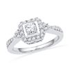 0.50 CTW Diamond Solitaire Halo Bridal Engagement Ring 10KT White Gold - REF-52Y4X