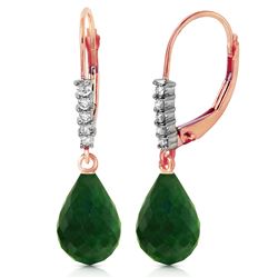 Genuine 17.75 ctw Green Sapphire Corundum & Diamond Earrings Jewelry 14KT Rose Gold - REF-41V6W