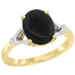 Natural 1.56 ctw Onyx & Diamond Engagement Ring 14K Yellow Gold - REF-31W6K