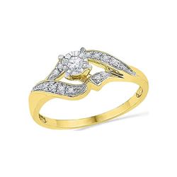 0.16 CTW Diamond Solitaire Bridal Engagement Ring 10KT Yellow Gold - REF-19F4N