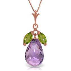 Genuine 7.2 ctw Amethyst & Peridot Necklace Jewelry 14KT Rose Gold - REF-30Y5F