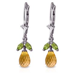 Genuine 3.4 ctw Citrine & Peridot Earrings Jewelry 14KT White Gold - REF-26T6A