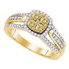 Image 1 : 0.78 CTW Yellow Diamond Cluster Bridal Engagement Ring 14KT Yellow Gold - REF-97W4K