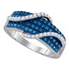 Image 1 : 0.68 CTW Blue Color Diamond Wrap-aStrand Ring 10KT White Gold - REF-52N4F