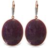 Genuine 39.15 ctw Ruby & Diamond Earrings Jewelry 14KT Rose Gold - REF-125N2R