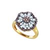 Image 1 : 0.70 CTW Cognac-brown Color Diamond Flower Cluster Ring 10KT Yellow Gold - REF-52X4Y