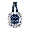 Image 1 : 0.50 CTW Blue Color Diamond Square Cluster Pendant 10KT Yellow Gold - REF-28F4N