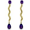 Genuine 4.35 ctw Amethyst & Diamond Earrings Jewelry 14KT Yellow Gold - REF-62K3V