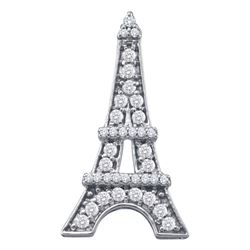 0.32 CTW Diamond Eiffel Tower Fashion Pendant 10KT White Gold - REF-26F9N