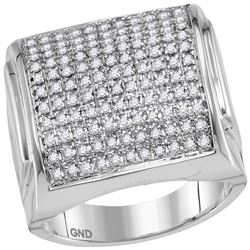 1 CTW Mens Diamond Domed Square Cluster Ring 10KT White Gold - REF-64M4H