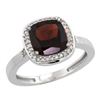 Natural 3.94 ctw Garnet & Diamond Engagement Ring 10K White Gold - REF-30M9H