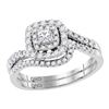 0.50 CTW Princess Diamond Bridal Engagement Ring 14KT White Gold - REF-75H2M