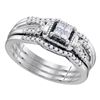 0.26 CTW Princess Diamond 3-Piece Bridal Engagement Ring 10KT White Gold - REF-30K2W