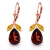 Genuine 13 ctw Garnet & Citrine Earrings Jewelry 14KT Rose Gold - REF-71W3Y