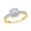 0.36 CTW Diamond Square Cluster Bridal Engagement Ring 10KT Yellow Gold - REF-28X4Y