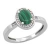 Natural 0.83 ctw Malachite & Diamond Engagement Ring 10K White Gold - REF-24N5G