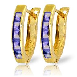 Genuine 0.95 ctw Tanzanite Earrings Jewelry 14KT Yellow Gold - REF-30H9X