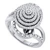 0.50 CTW Diamond Circle Layered Cluster Ring 10KT White Gold - REF-34K4W