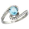 Natural 1.21 ctw blue-topaz & Diamond Engagement Ring 14K White Gold - REF-50F3N