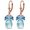 Genuine 14.4 ctw Blue Topaz Earrings Jewelry 14KT Rose Gold - REF-46A7K