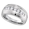 0.78 CTW Mens Channel-set Diamond Ridged Wedding Ring 10KT White Gold - REF-67F4N