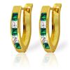 Genuine 1.26 ctw Emerald & White Topaz Earrings Jewelry 14KT Yellow Gold - REF-31X6M