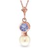 Genuine 2.48 ctw Tanzanite & Pearl Necklace Jewelry 14KT Rose Gold - REF-20W8Y