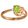 Genuine 0.46 ctw Peridot & Diamond Ring Jewelry 14KT Rose Gold - REF-30F6Z