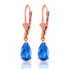Genuine 3.77 ctw Blue Topaz Earrings Jewelry 14KT Rose Gold - REF-30X2M