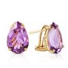 Genuine 10 ctw Amethyst Earrings Jewelry 14KT Yellow Gold - REF-50K7V