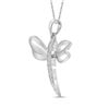Image 2 : 0.03 CTW Diamond Dragonfly Winged Bug Insect Charm Pendant 10KT White Gold - REF-7Y4X