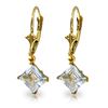 Genuine 3.2 ctw Aquamarine Earrings Jewelry 14KT Yellow Gold - REF-39N4R
