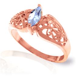 Genuine 0.20 CTW Aquamarine Ring Jewelry 14KT Rose Gold - REF-48R3P