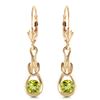 Genuine 1.30 ctw Peridot Earrings Jewelry 14KT Yellow Gold - REF-49V3W