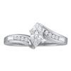 0.17 CTW Marquise Diamond Marquise Bridal Engagement Ring 10KT White Gold - REF-22F4N