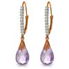 Genuine 6.3 ctw Amethyst & Diamond Earrings Jewelry 14KT Rose Gold - REF-56F3Z