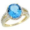 Natural 3.47 ctw Swiss-blue-topaz & Diamond Engagement Ring 14K Yellow Gold - REF-46K3R